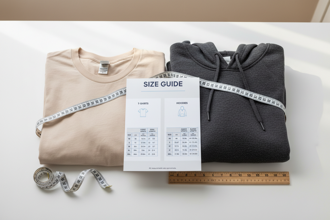 size guide for hoodies and tshirts for all genders