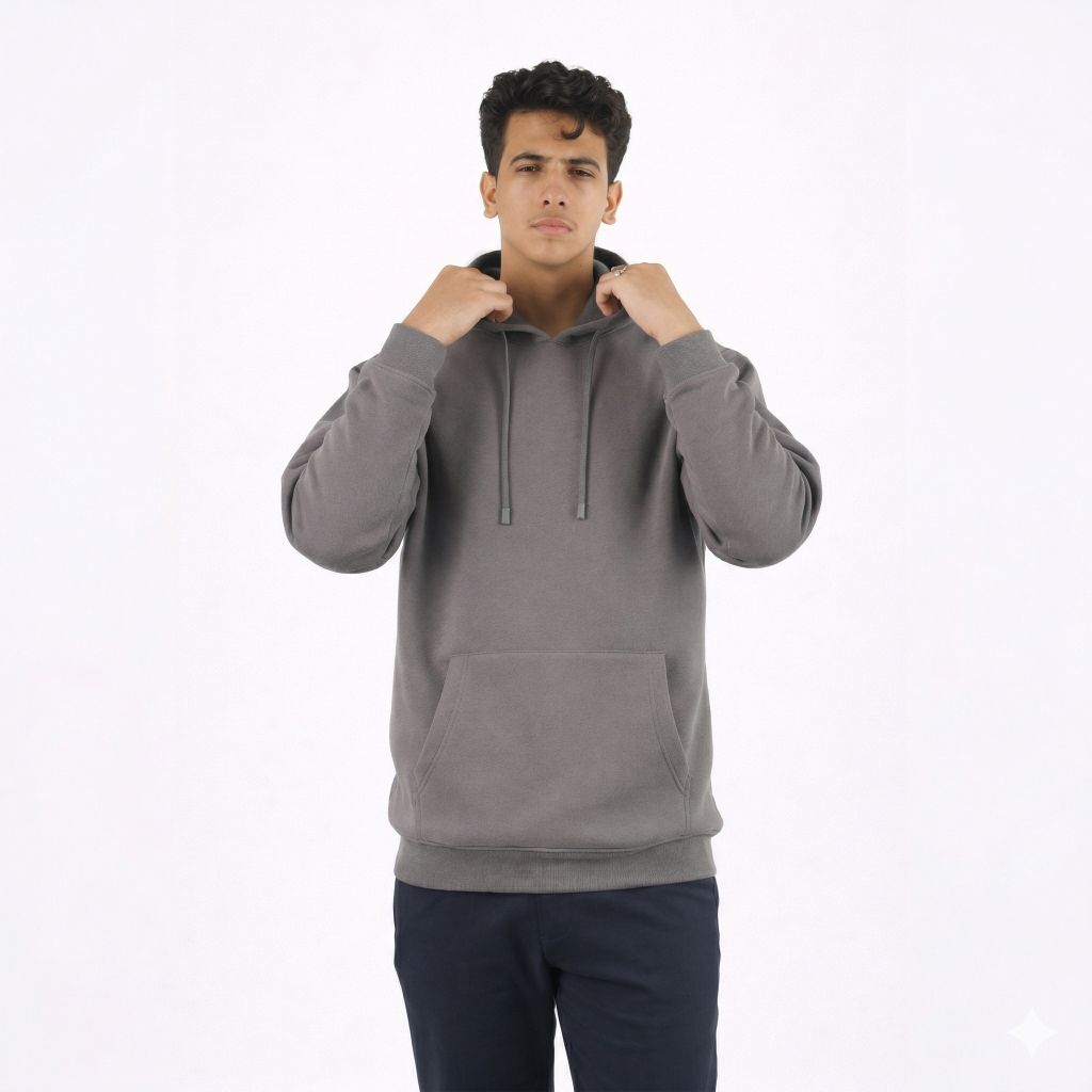 هودي سادة للجنسين باللون الشاركول