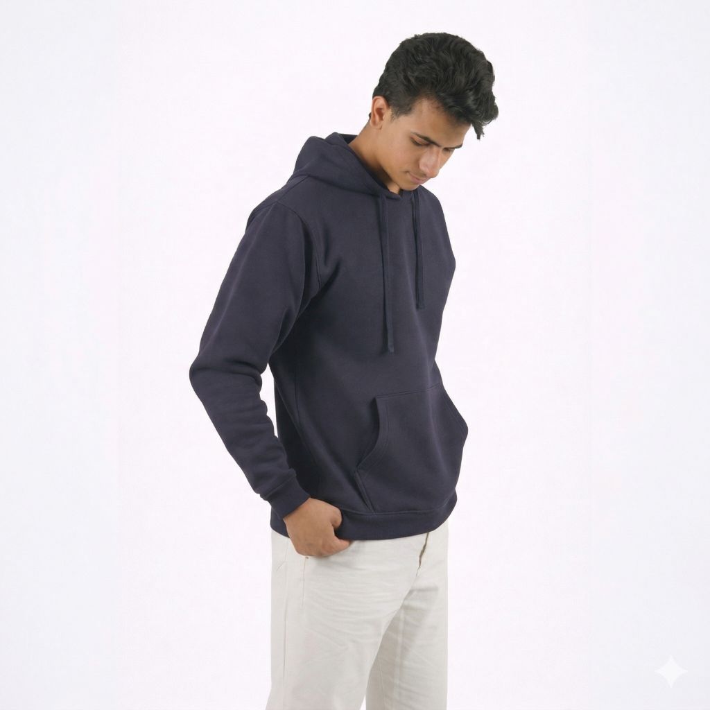 هودي سادة للجنسين باللون الكحلي