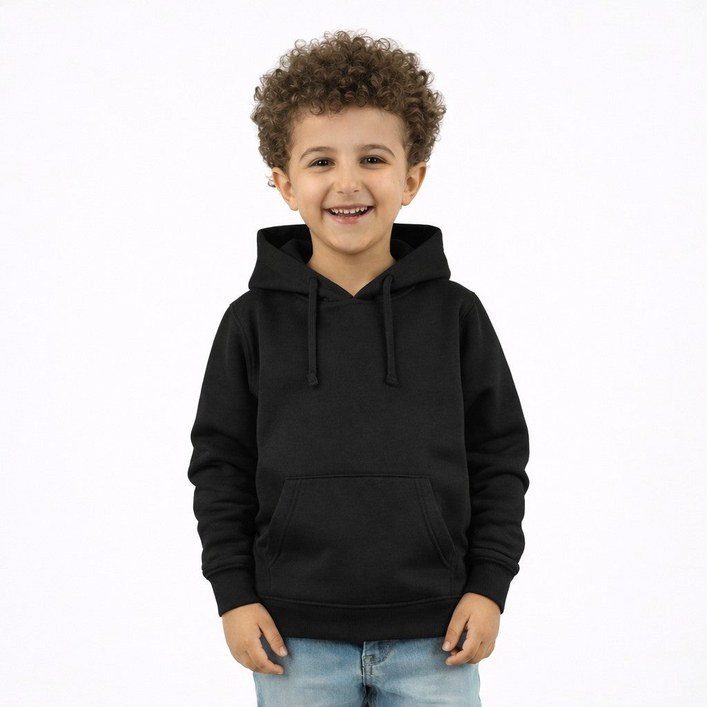 هودي أطفال شتوي سادة باللون الأسود