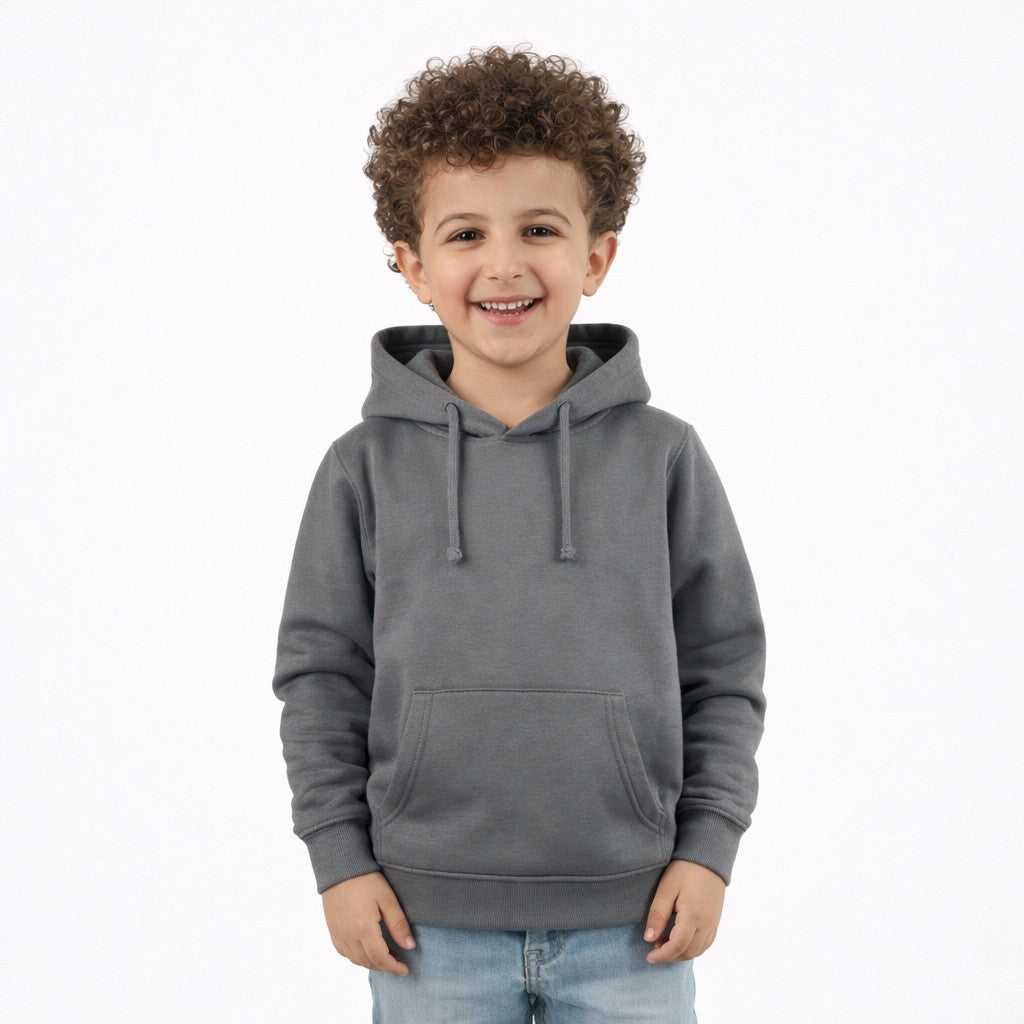 هودي أطفال شتوي سادة باللون الشاركول