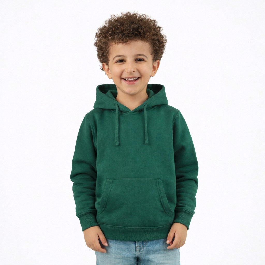 هودي أطفال شتوي سادة باللون الزيتي
