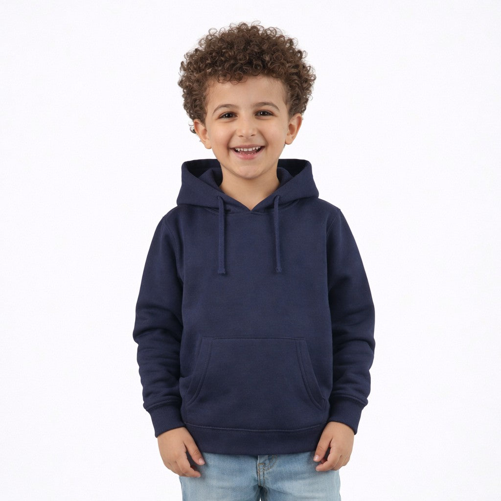 هودي أطفال شتوي سادة باللون الكحلي