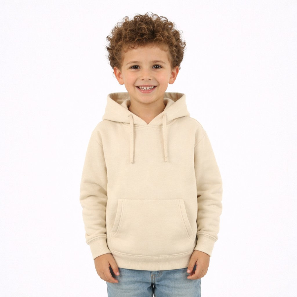 هودي أطفال شتوي سادة باللون الأوف وايت