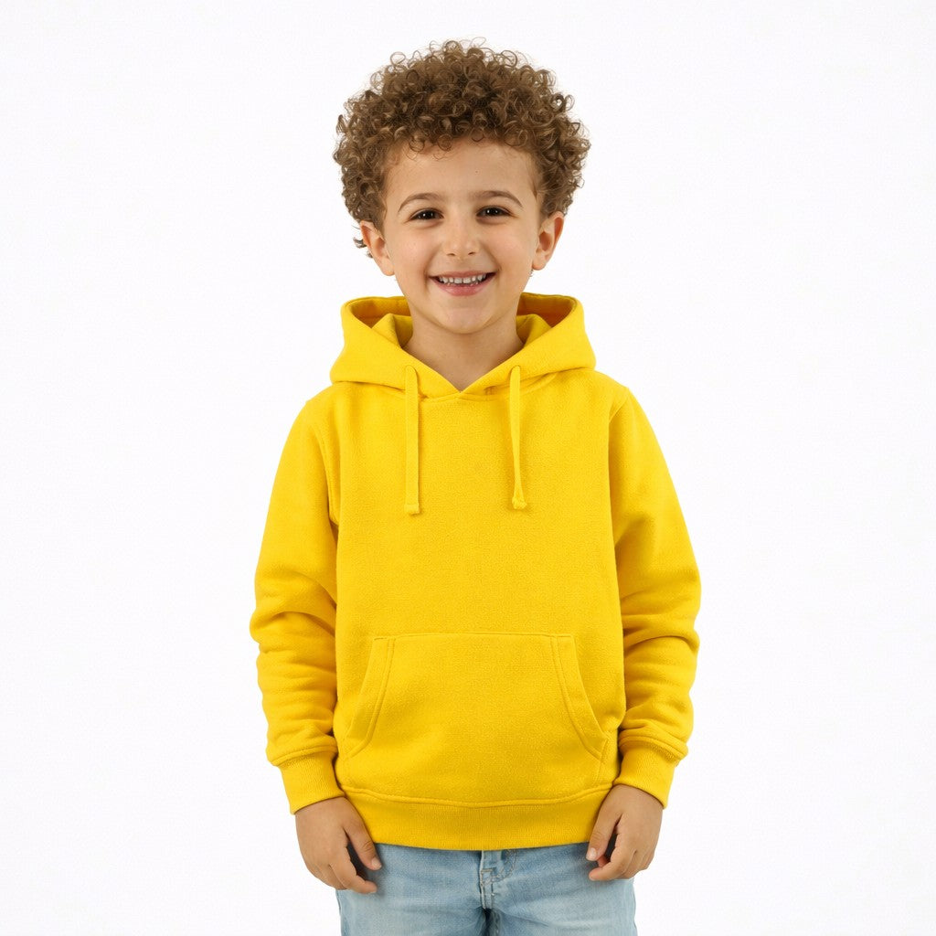 هودي أطفال شتوي سادة باللون الأصفر