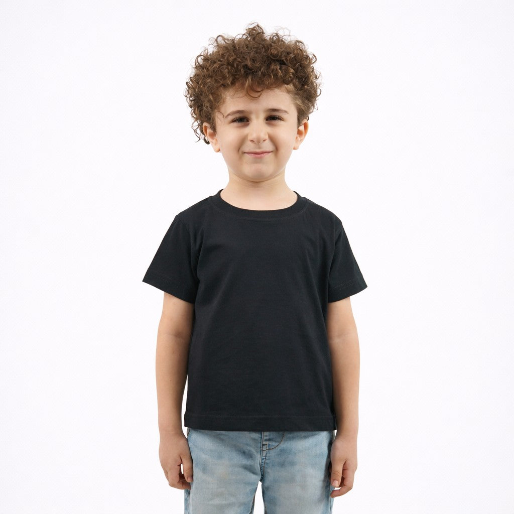 تيشيرت أطفال نص كم لون أسود