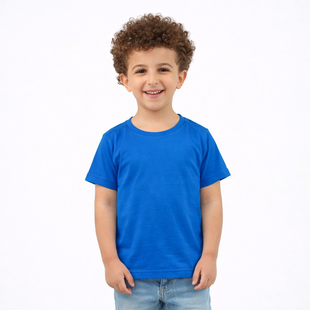 تيشيرت أطفال نص كم لون أزرق 