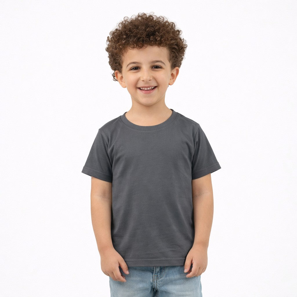 تيشيرت أطفال نص كم لون شاركول