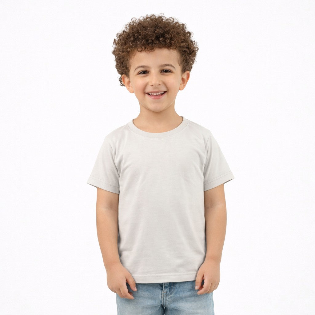 تيشيرت أطفال نص كم لون سكني فاتح