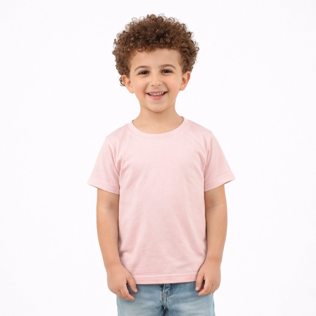 تيشيرت أطفال نص كم لون زهري فاتح