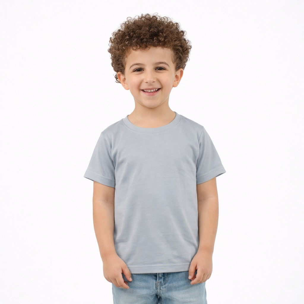 تيشيرت أطفال نص كم لون سكني غامق