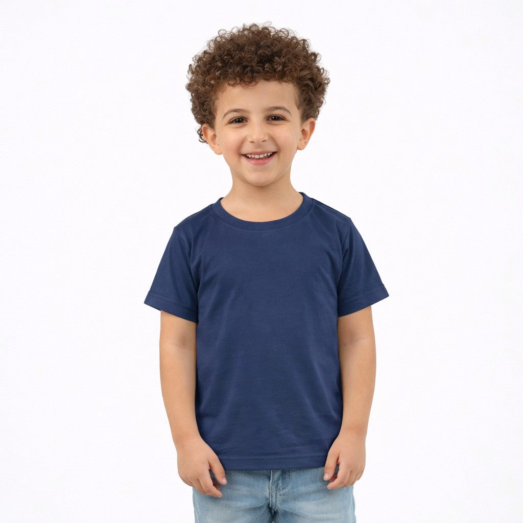 تيشيرت أطفال نص كم لون كحلي