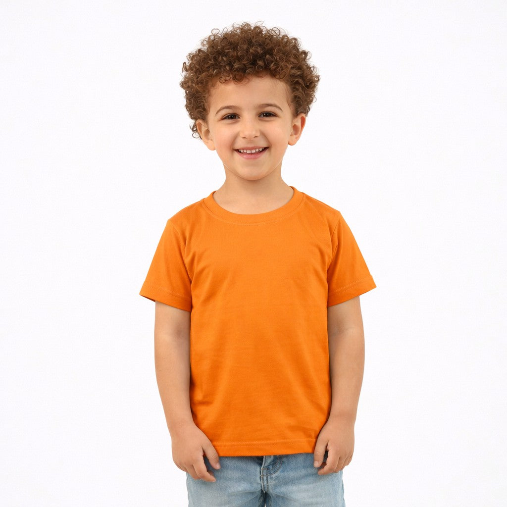 تيشيرت أطفال نص كم لون برتقالي