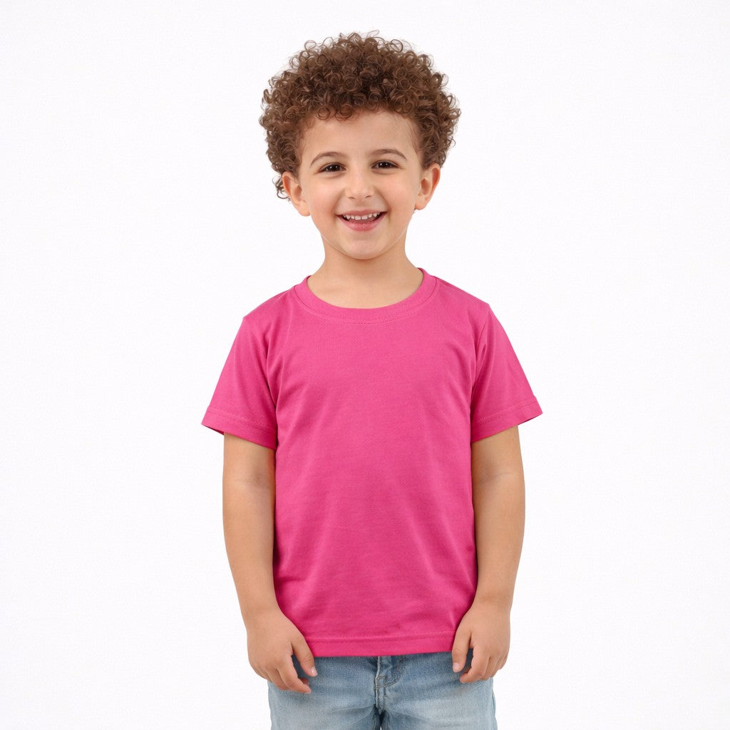 تيشيرت أطفال نص كم لون زهري