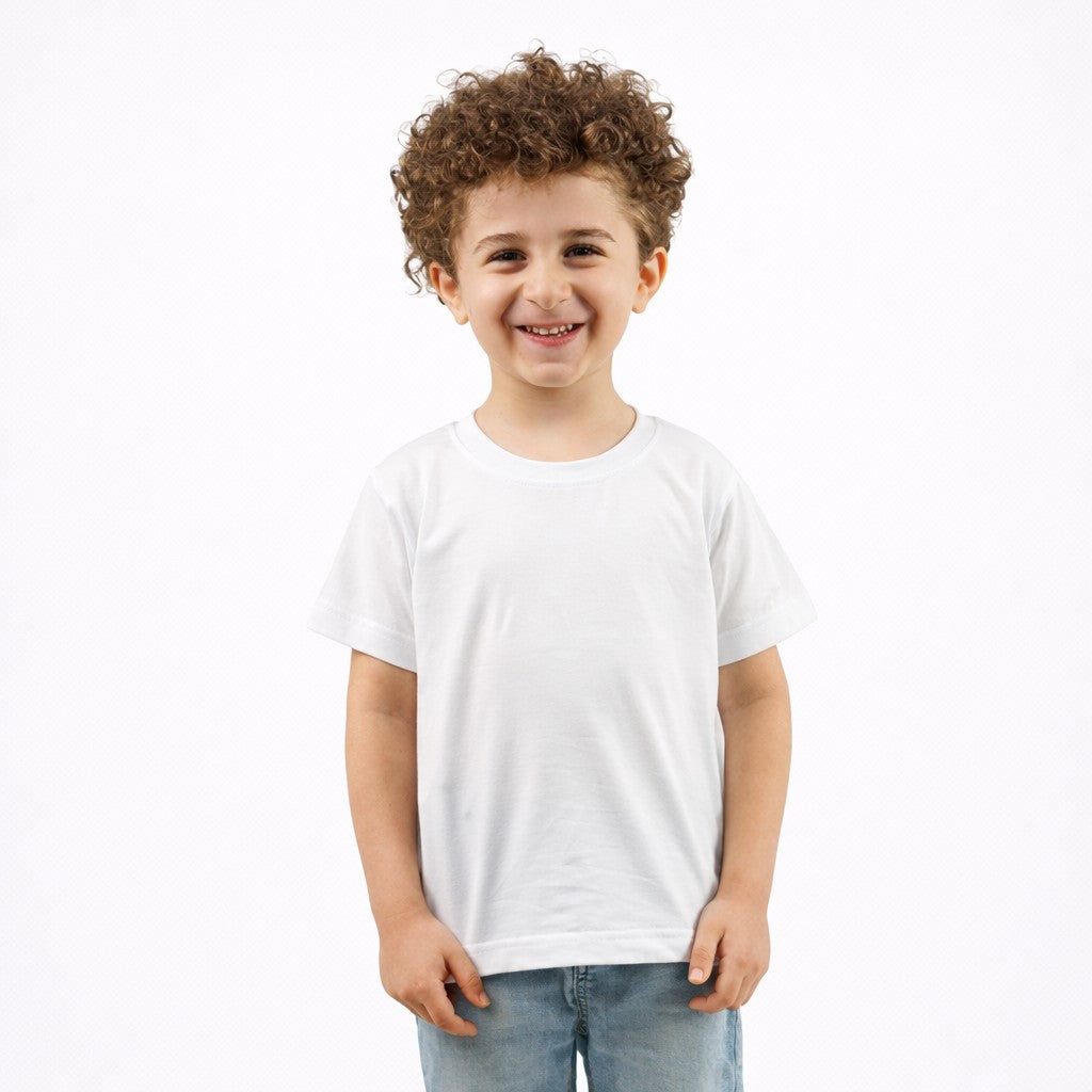 تيشيرت أطفال نص كم لون أبيض