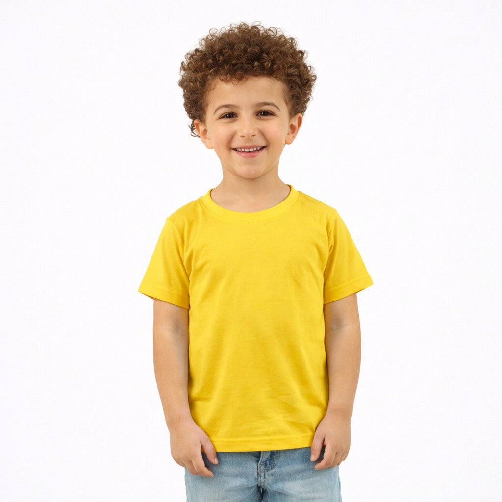 تيشيرت أطفال نص كم لون أصفر