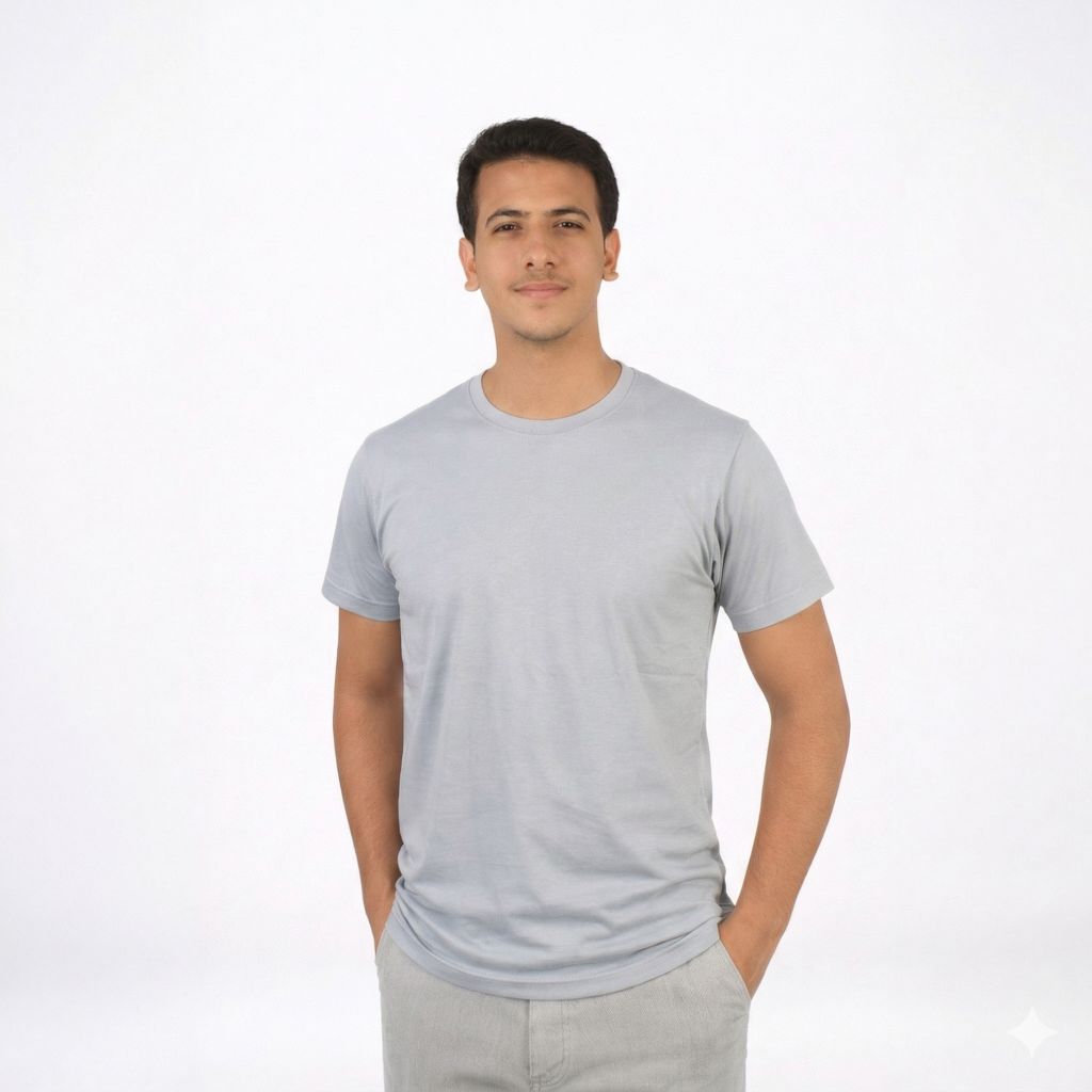 تيشيرت قطن سادة نص كم لون سكنيغامق