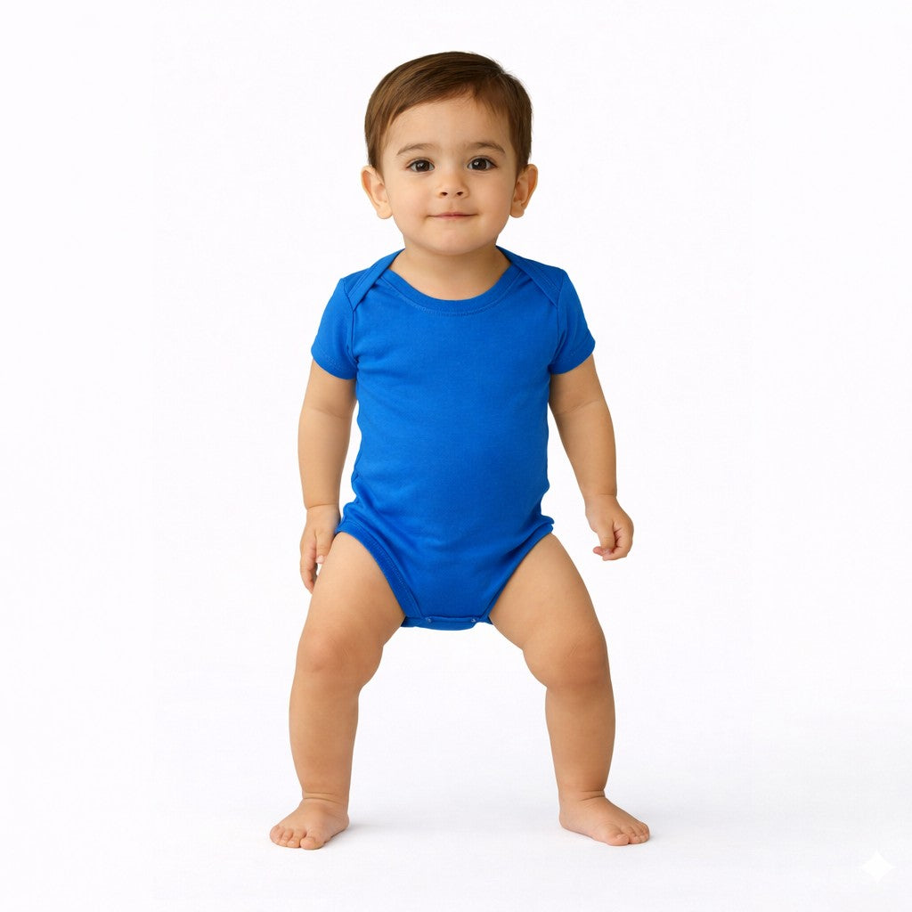 تبان بيبي سادة نص كم لون أزرق