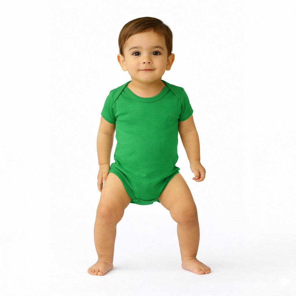 تبان بيبي سادة نص كم لون أخضر