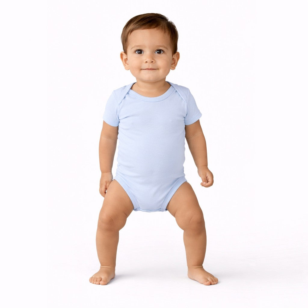 تبان بيبي سادة نص كم لون أزرق فاتح