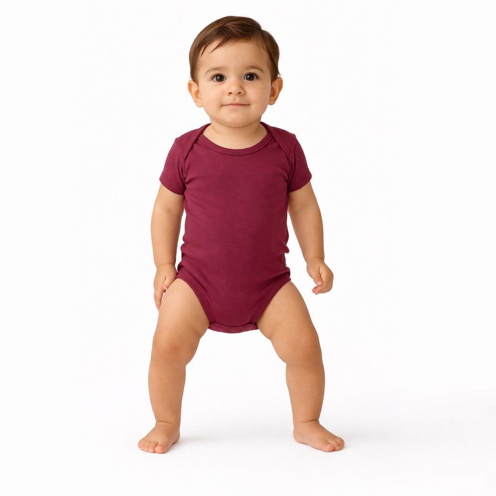 تبان بيبي سادة نص كم لون خمري