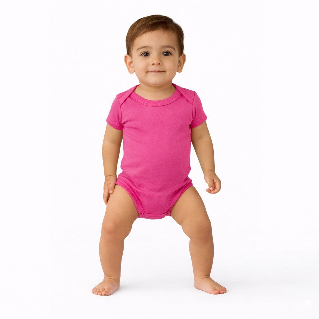 تبان بيبي سادة نص كم لون زهري