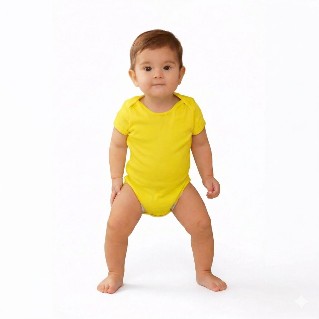 تبان بيبي سادة نص كم لون أصفر