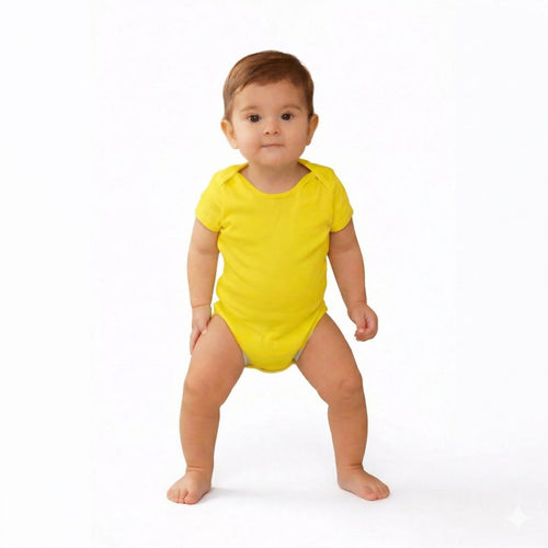 تبان بيبي سادة نص كم لون أصفر