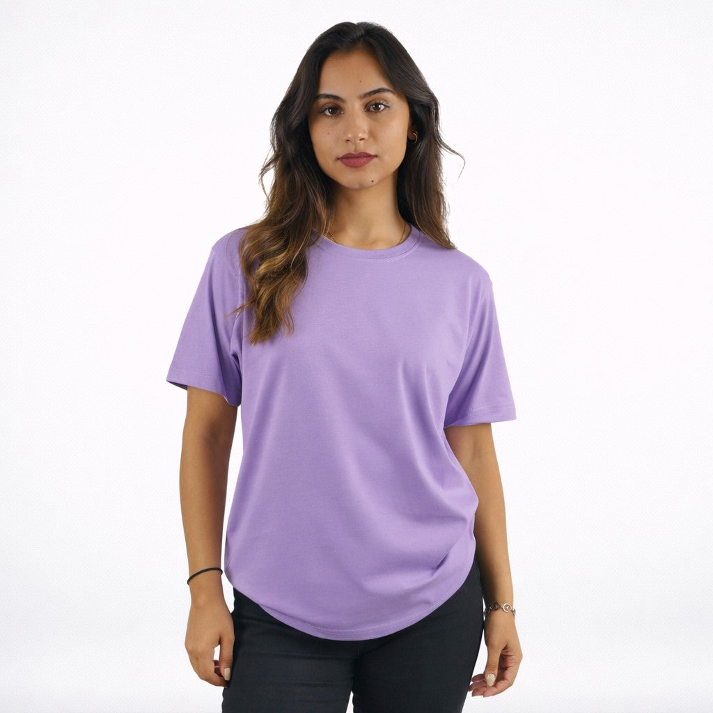 تيشيرت قطن سادة نص كم لون نهدي