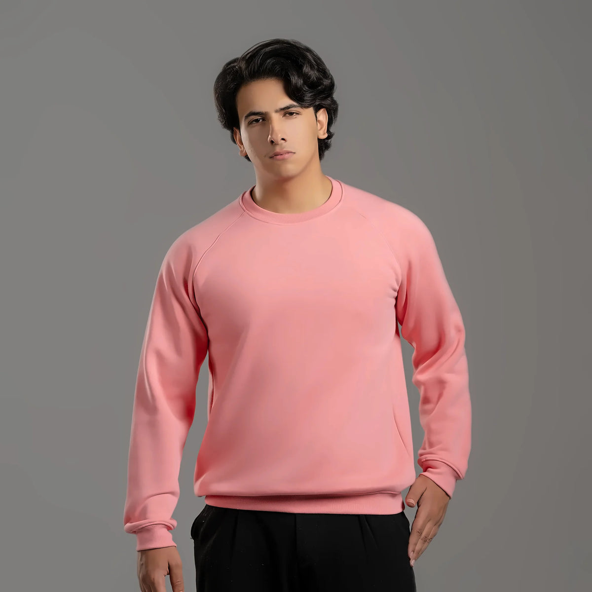 Plain sweatshirt in pink – unisex plain sweatshirt, cotton and polyester – Jordanian Modern Textile