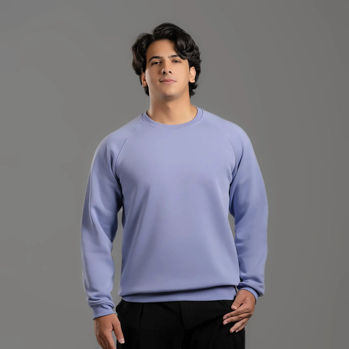 Plain sweatshirt in purple – unisex plain sweatshirt, cotton and polyester – Jordanian Modern Textile