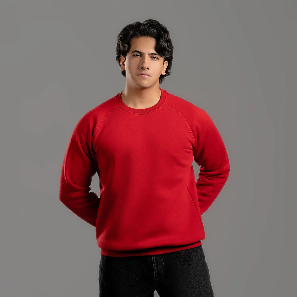 Plain sweatshirt in red – unisex plain sweatshirt, cotton and polyester – Jordanian Modern Textile