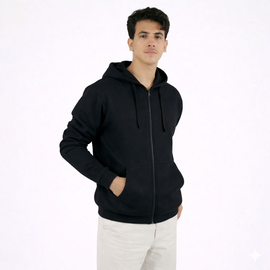 هودي مع سحاب لون أسود