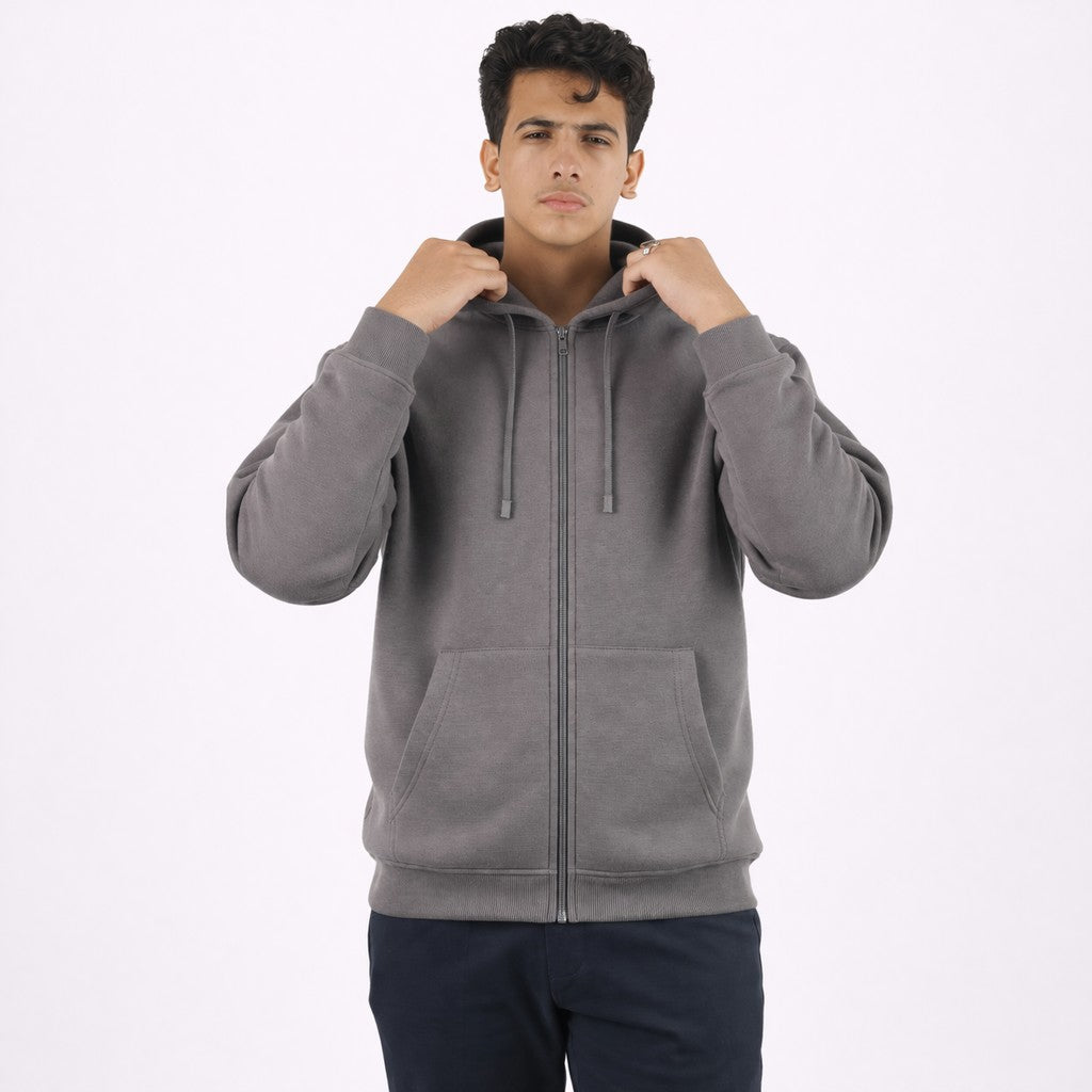 هودي مع سحاب لون شاركول