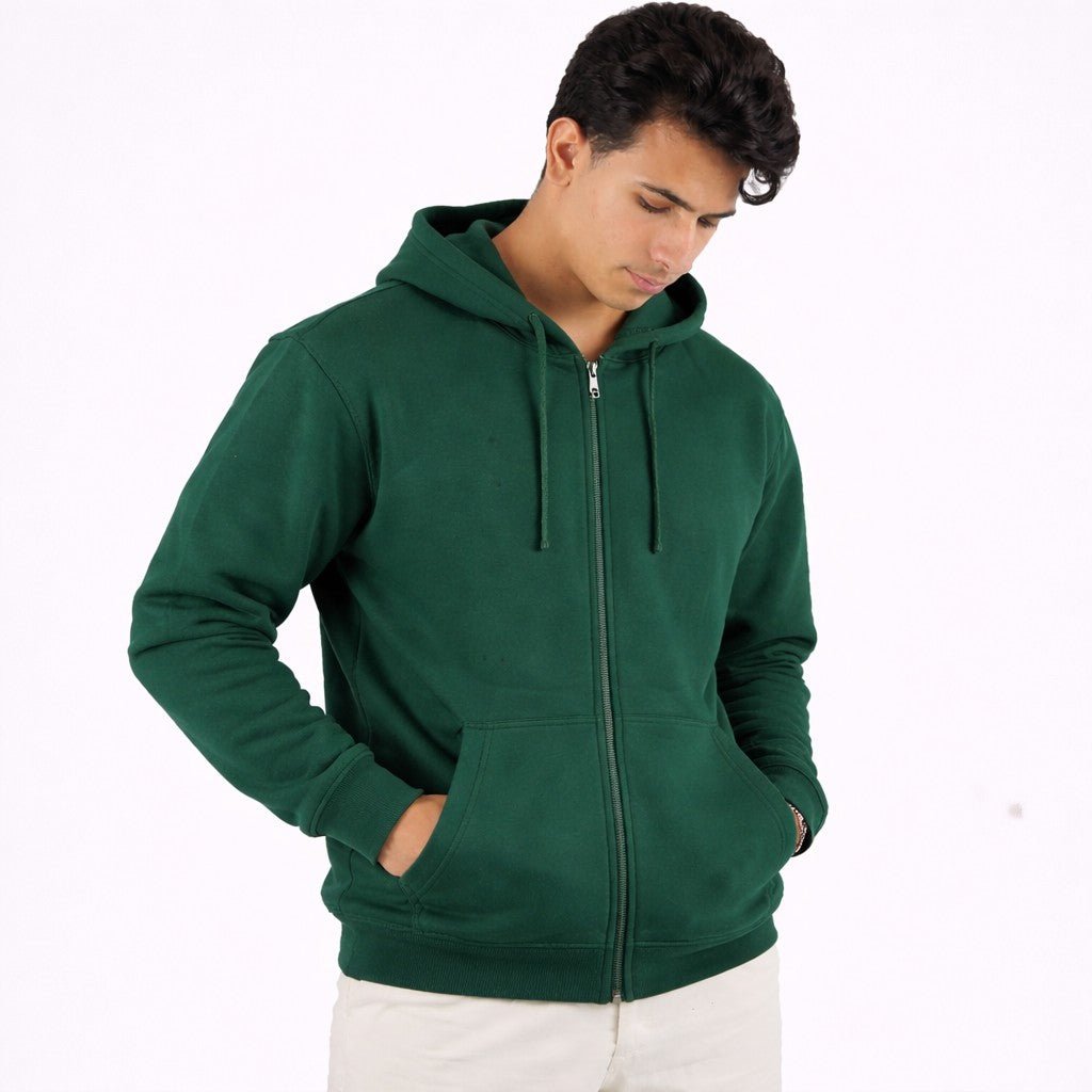 هودي مع سحاب لون زيتي