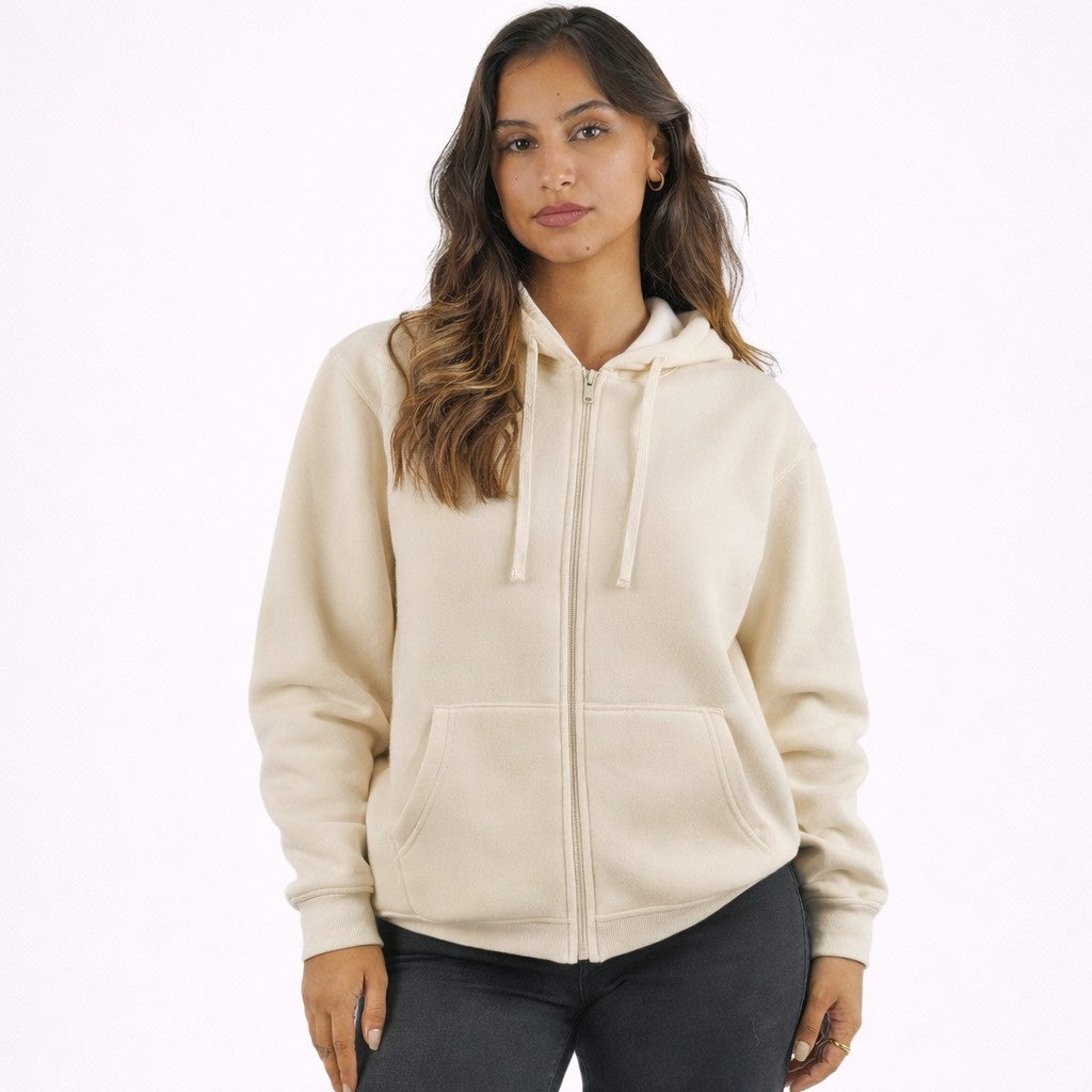 هودي مع سحاب لون أوف وايت