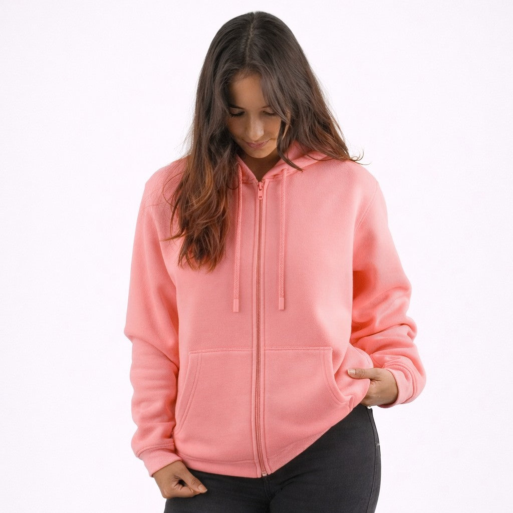 هودي مع سحاب لون زهري