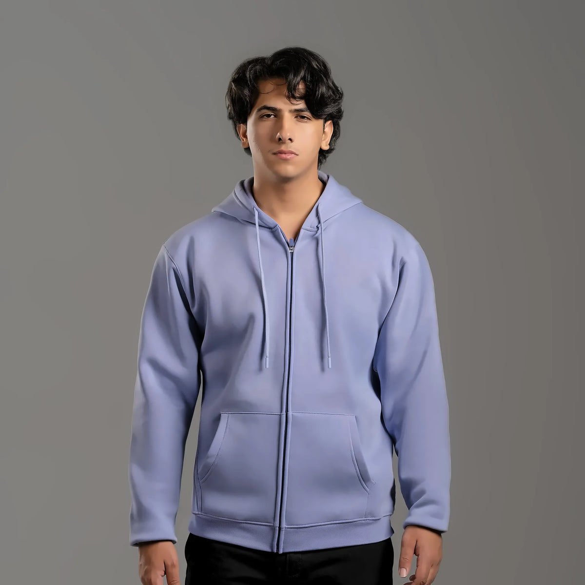 Zip-up hoodie in purple – unisex plain zip-up hoodie, suitable for screen printing and DTF – Jordanian Modern Textile