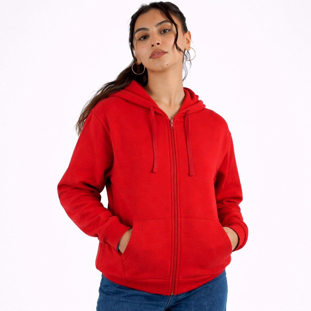 هودي مع سحاب لون أحمر